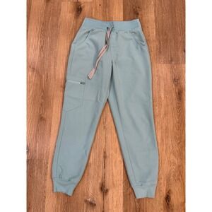 FIGS HW Zamora Jogger Scrub Pants Womens XS Petite Light Blue High Waist